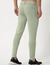 Stylish Green Polyester Regular Track Pants For Men-thumb3