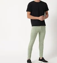 Stylish Green Polyester Regular Track Pants For Men-thumb2