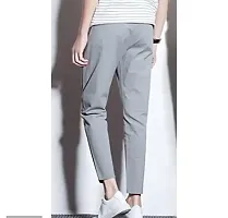Grey Cotton Blend Regular Track Pants For Men-thumb2