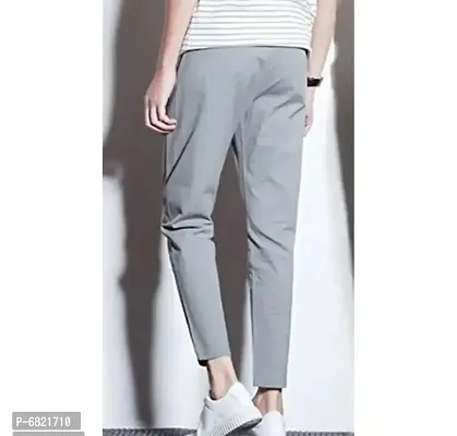 Grey Cotton Blend Regular Track Pants For Men-thumb3