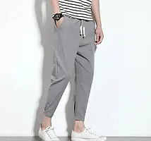 Grey Cotton Blend Regular Track Pants For Men-thumb3