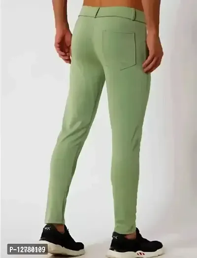 Green Polyester Regular Track Pants For Men-thumb3