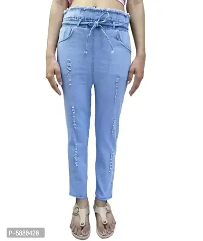 Western Wear Fashionable Regular Women Light Blue Jeans-thumb0
