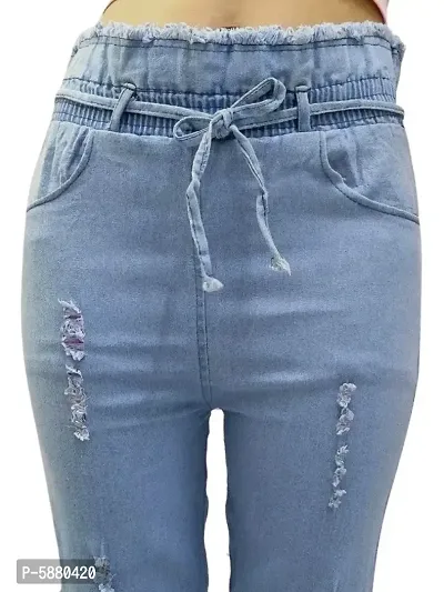 Western Wear Fashionable Regular Women Light Blue Jeans-thumb3