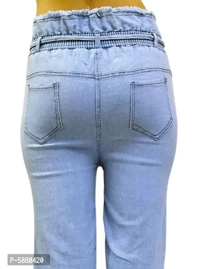 Western Wear Fashionable Regular Women Light Blue Jeans-thumb4