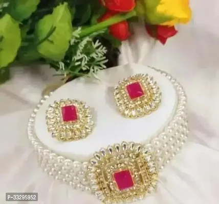 Stylish White Alloy American Diamond Jewellery Set For Women-thumb0