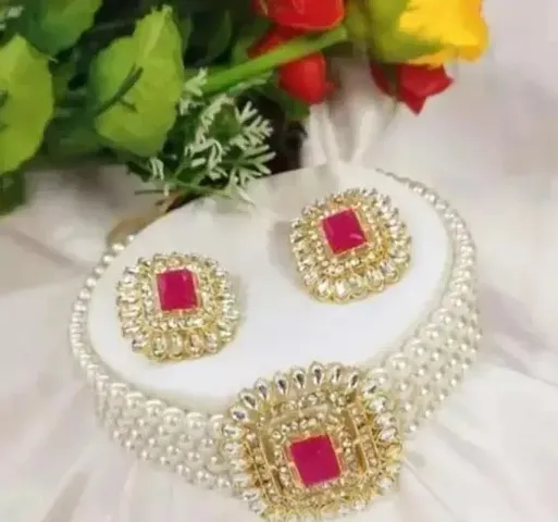 Pearl Kundan Layered Choker Sets