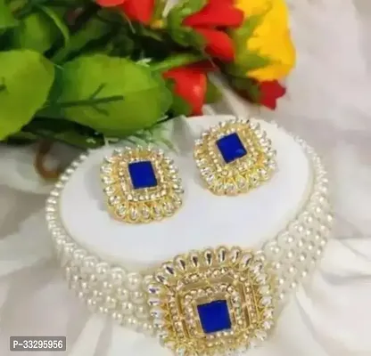 Stylish White Alloy American Diamond Jewellery Set For Women-thumb0