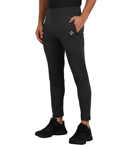 Trendy Polyester Spandex track pants with Dual zipper pockets