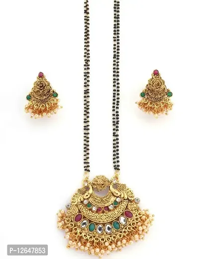 Untouched Traditional Diamond Kundan Gold Plated Pearl Designer Mangalsutra Set for Woman