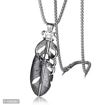 Titanium Steel And Stainless Steel Leaf pendant With Chain Necklace Men and Woman