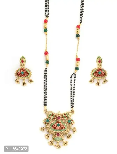 Traditional Ethnic Meenakari Kundan Gold Plated Pearl Designer Mangalsutra Set for Woman