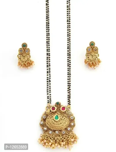 Styles Traditional Ethnic Diomond Kundan Gold Plated Pearl Designer Mangalsutra Set for Woman