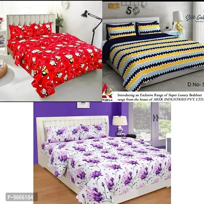 sara hub 3 bedsheets combo (90*90)with 6 pillow covers(17*27)