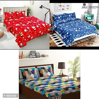 sara hub 3 bedsheets combo (90*90)with 6 pillow covers(17*27)