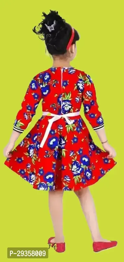 Fabulous Red Cotton Printed Dress For Girls-thumb2