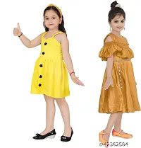 Fabulous Multicoloured Crepe Party Wear Frocks For Girls Pack Of 2-thumb1