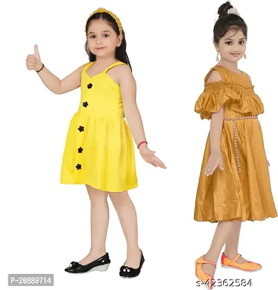 Fabulous Multicoloured Crepe Party Wear Frocks For Girls Pack Of 2-thumb2