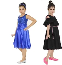 Pretty Crepe Self Pattern A-Line Dress Combo For Baby Girls And Kids Pack Of 2-thumb1