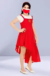 Fabulous Red Crepe Solid Dress For Girls-thumb2