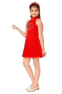 Fabulous Red Crepe Self Pattern Frock For Girls-thumb1