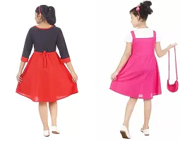 Pretty Crepe Self Pattern A-Line Dress Combo For Baby Girls And Kids Pack Of 2-thumb2