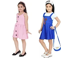 Fabulous Multicoloured Crepe Party Wear Frocks For Girls Pack Of 2-thumb1