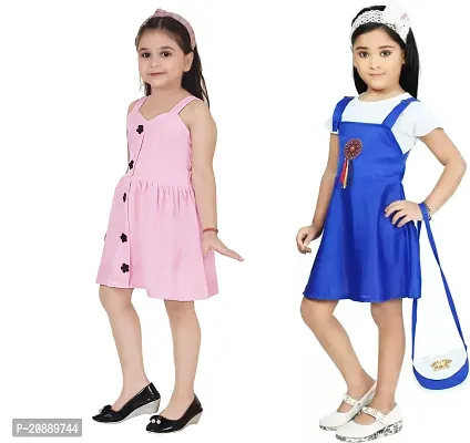 Fabulous Multicoloured Crepe Party Wear Frocks For Girls Pack Of 2-thumb2