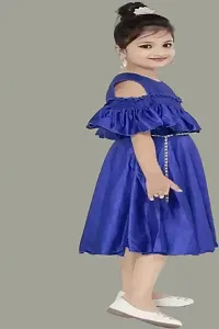 Fabulous Blue Crepe Solid Dress For Girls-thumb3