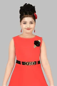 Stylish Red Crepe Dress For Girl-thumb1