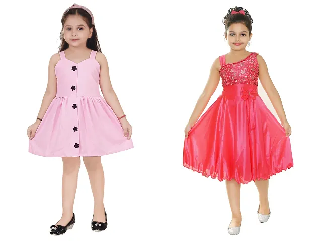 Fabulous Crepe Party Wear Frocks For Girls Pack Of 2