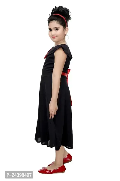 DIXITA Girl's A-Line Knee Length Dress ( redbutton001_30 _ Black _ 30 )-thumb5