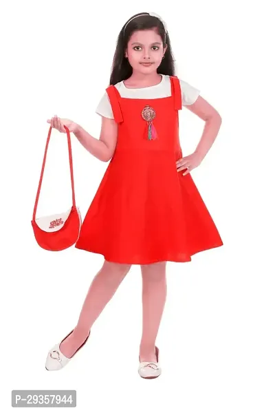 Fabulous Red Crepe Solid Dress For Girls-thumb0