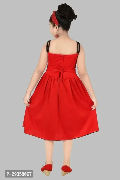 Fabulous Red Crepe Embellished Dress For Girls-thumb2