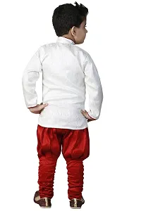 SKDC Kids Festive Sherwani Set For Boys(Red And Off-White,Cotton Silk,)-thumb2