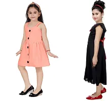 Fabulous Multicoloured Crepe Party Wear Frocks For Girls Pack Of 2-thumb1