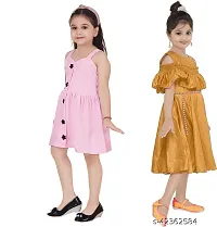 Fabulous Multicoloured Crepe Party Wear Frocks For Girls Pack Of 2-thumb1