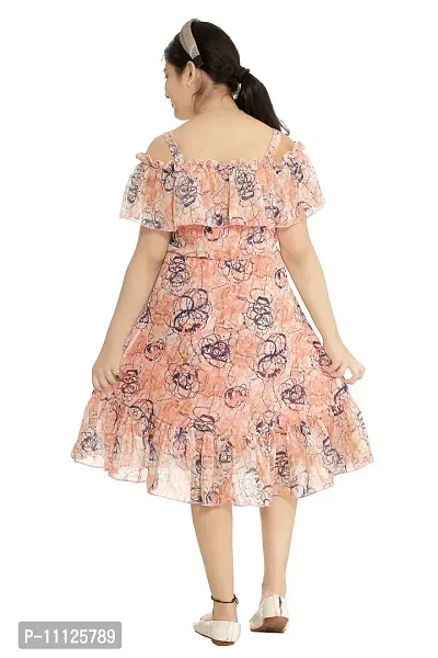 Elegant Georgette Orange Printed Dress For Girls-thumb3