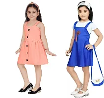 Fabulous Multicoloured Crepe Party Wear Frocks For Girls Pack Of 2-thumb1