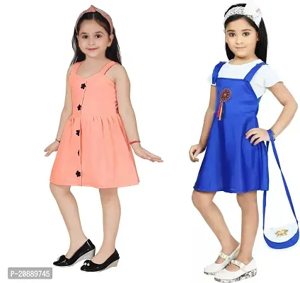 Fabulous Multicoloured Crepe Party Wear Frocks For Girls Pack Of 2-thumb2