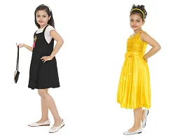 Pretty Crepe Self Pattern A-Line Dress Combo For Baby Girls And Kids Pack Of 2-thumb1