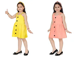 Fabulous Multicoloured Crepe Party Wear Frocks For Girls Pack Of 2-thumb1