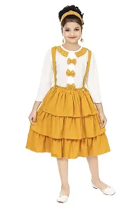 Fabulous Yellow Crepe Embellished Dress For Girls-thumb1