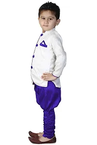 SKDC Kids Festive Sherwani Set For Boys(Blue And White,Cotton Silk,)-thumb1