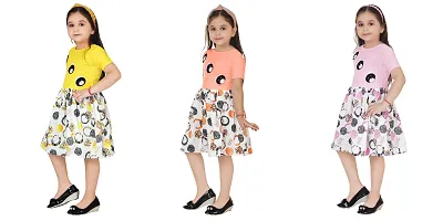 Fabulous Multicoloured Crepe Party Wear Frocks For Girls Pack Of 3-thumb1