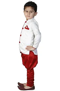SKDC Kids Festive Sherwani Set For Boys(Red And Off-White,Cotton Silk,)-thumb1
