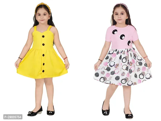 Fabulous Multicoloured Crepe Party Wear Frocks For Girls Pack Of 2