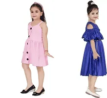 Fabulous Multicoloured Crepe Party Wear Frocks For Girls Pack Of 2-thumb1
