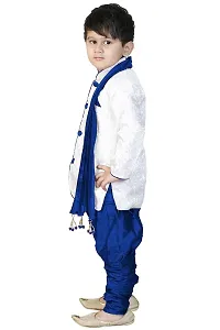 SKDC Kids Blue And White Cotton Silk Festive Sherwani Set For kids boys, Party Dress-thumb1