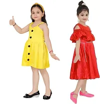 Fabulous Multicoloured Crepe Party Wear Frocks For Girls Pack Of 2-thumb1